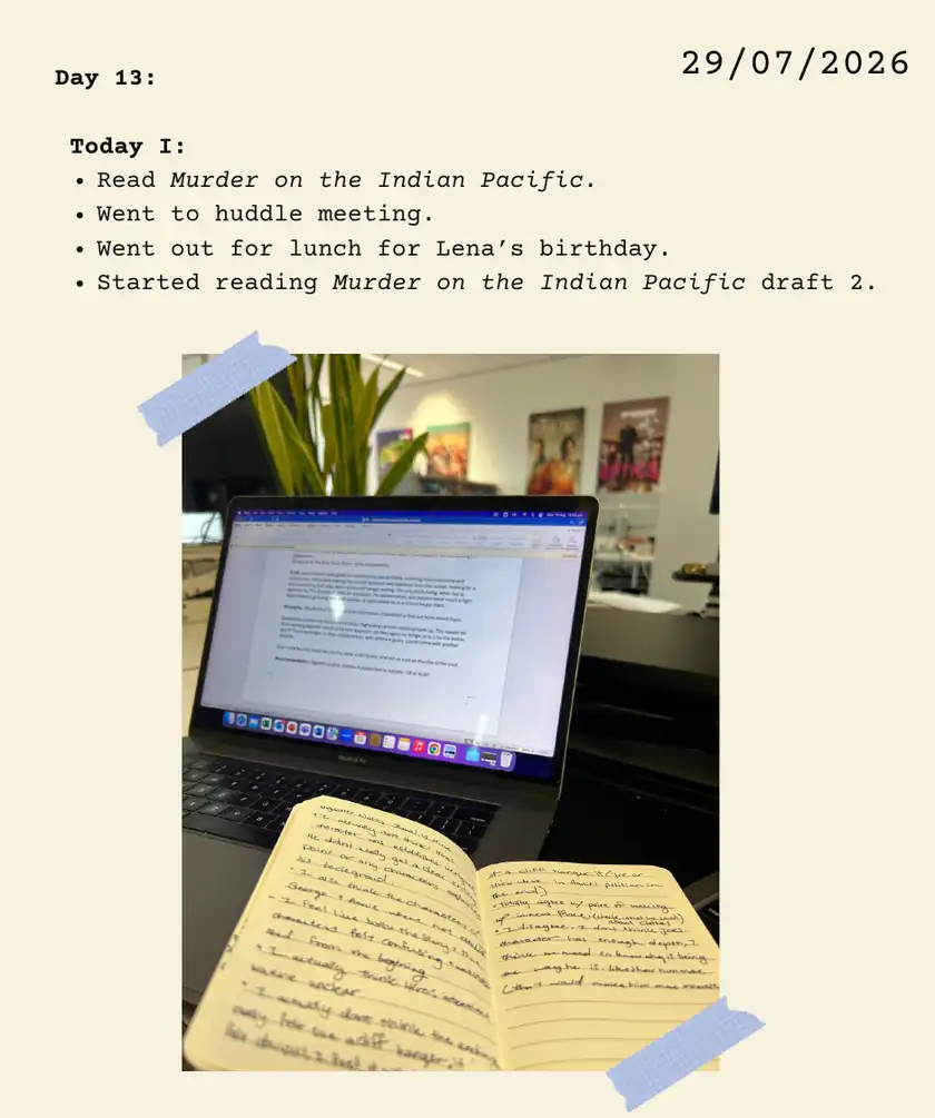 Journal, left-hand page