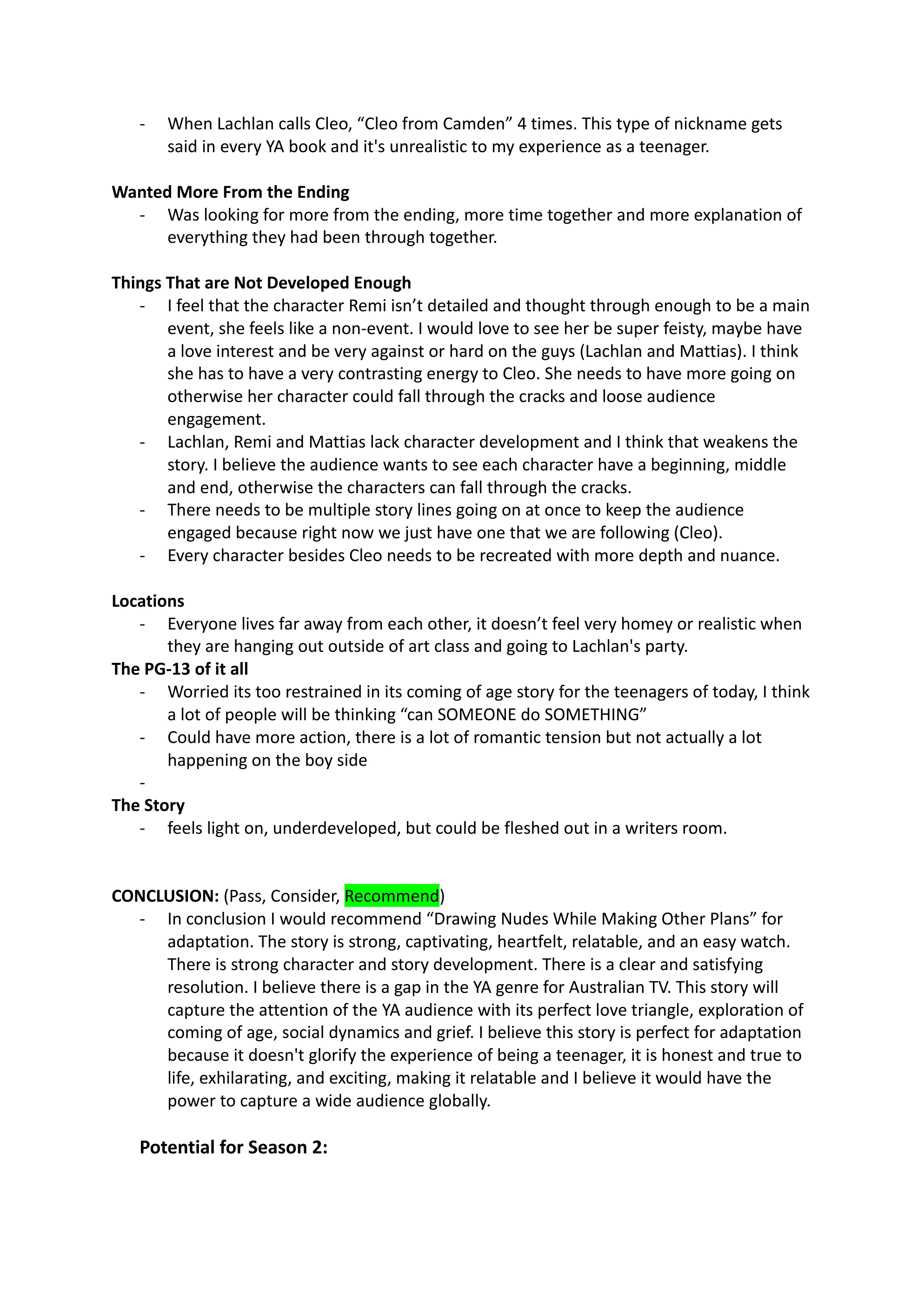 Reader&rsquo;s report, page 7 of 8