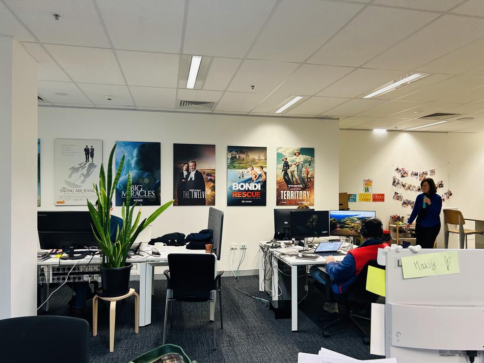 The Easy Tiger production office with show posters on the wall