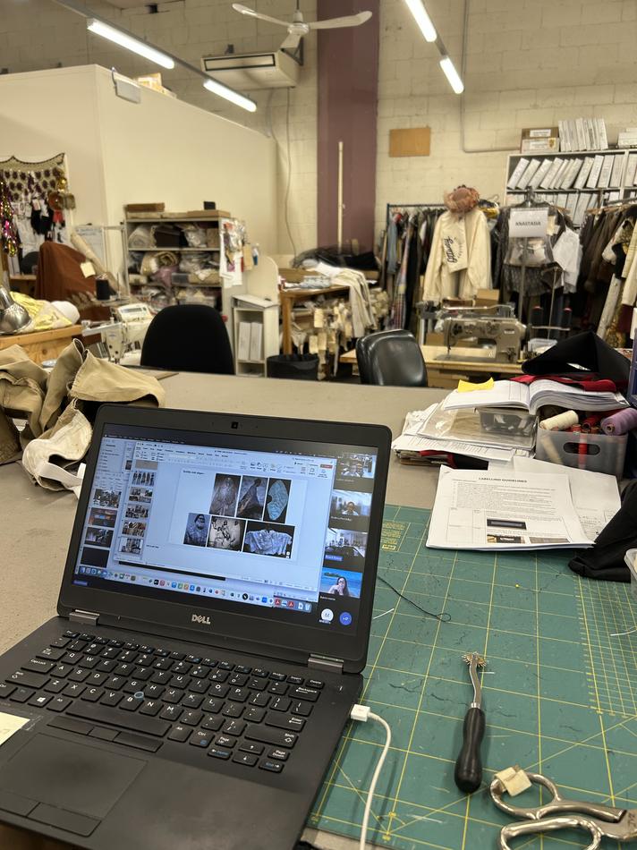 Laptop on a sewing table at Opera Australia