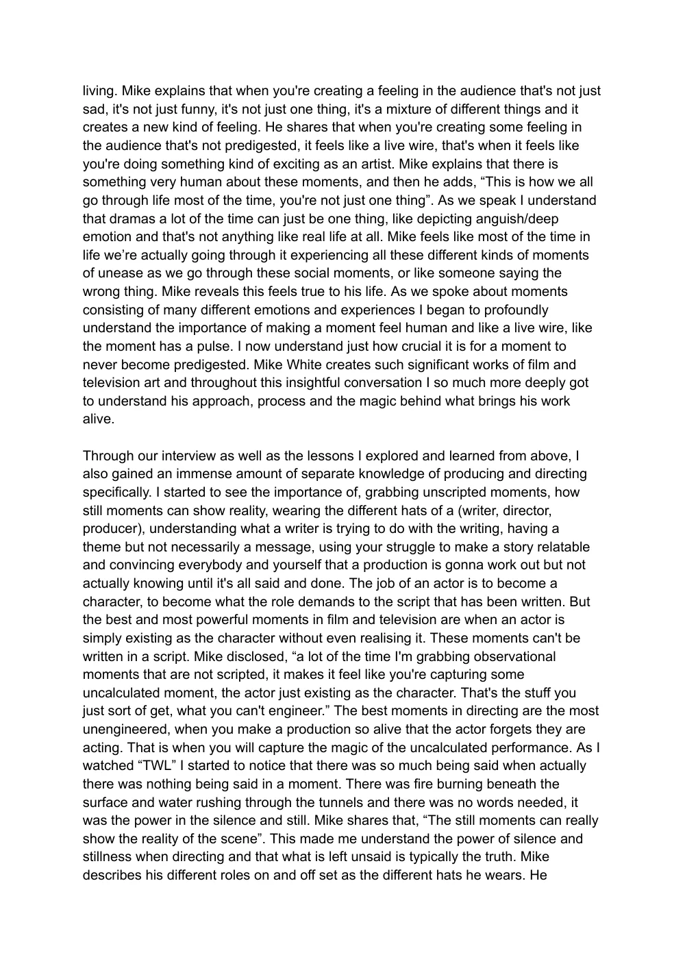 Mike White case study, page 4 of 7
