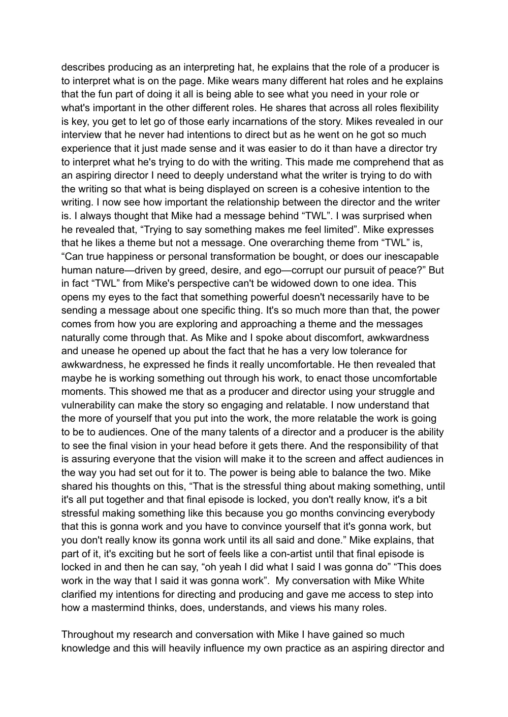 Mike White case study, page 5 of 7