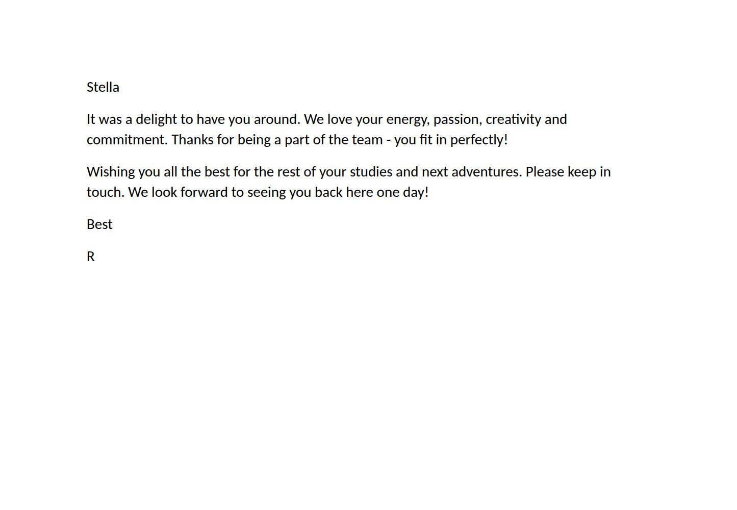 Reference letter from Rob Gibson
